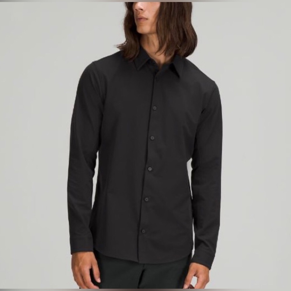 LULULEMON New Venture Long Sleeve Shirt Black Slim Fit Men’s Medium